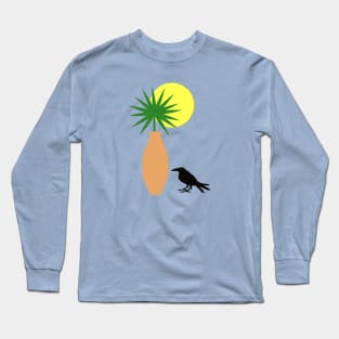 Boho Pot with Palm Leaf and a crow Long Sleeve T-Shirt